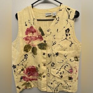 vintage  Chico's Rose Patterned Button-Up Vest